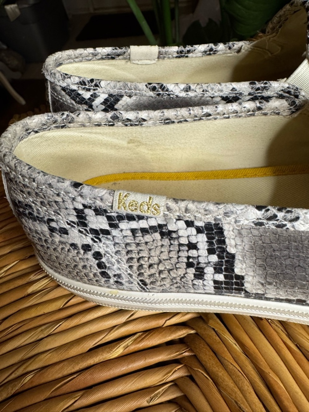 Women’s Keds Snake-Print Slip-On Flats in Gray and Black - Picture 5 of 10